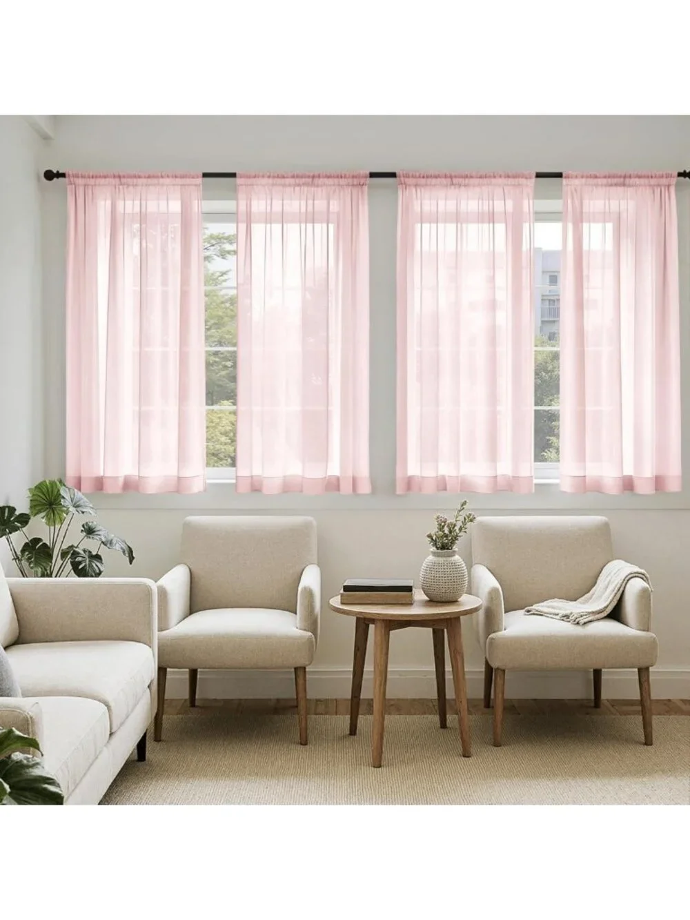 Blush Pink Sheer Curtains, 63